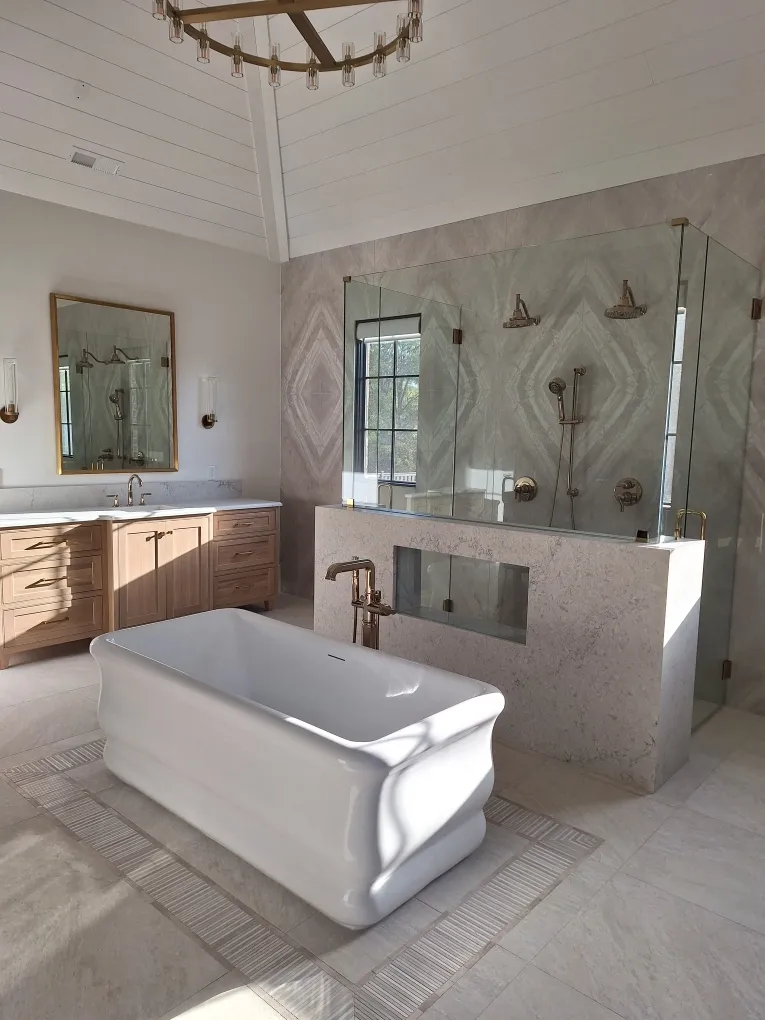 Worker installing floor